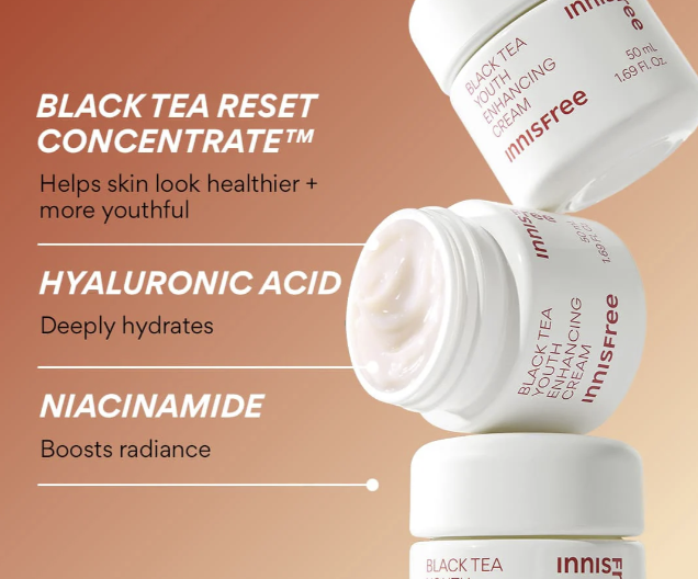 Innisfree Black Tea Youth Enhancing Skincare Set (Toner, Emulsion, Ampoule)
