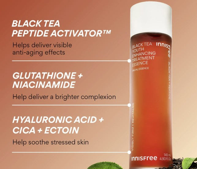 Innisfree Black Tea Youth Enhancing Treatment Essence 145ml (BLACK TEA + PEPTIDE)