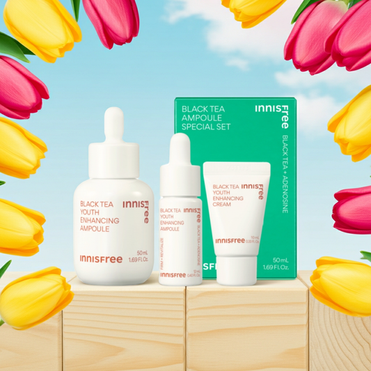 Innisfree Black Tea Youth Enhancing Ampoule Special Set (Ampoule, Cream)